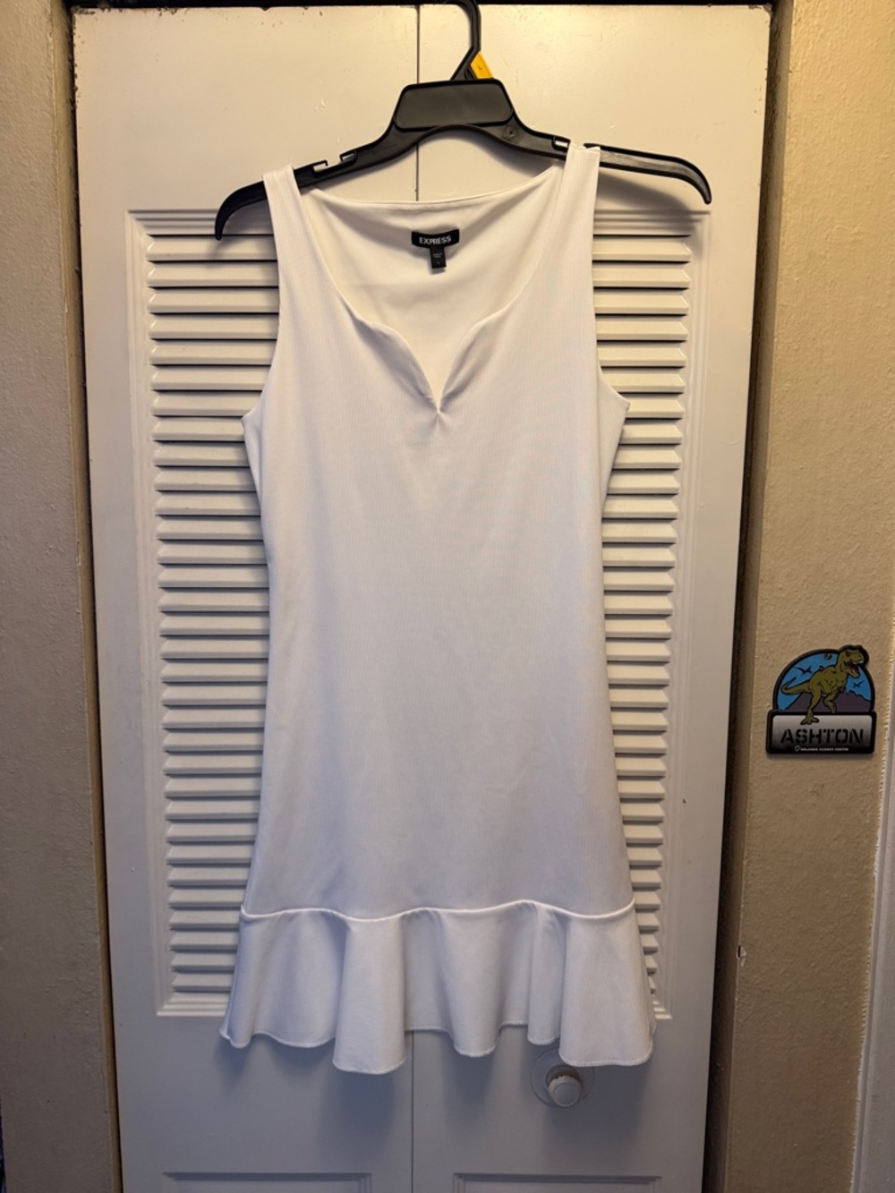 Express White Ruffle-Hem Tank Dress